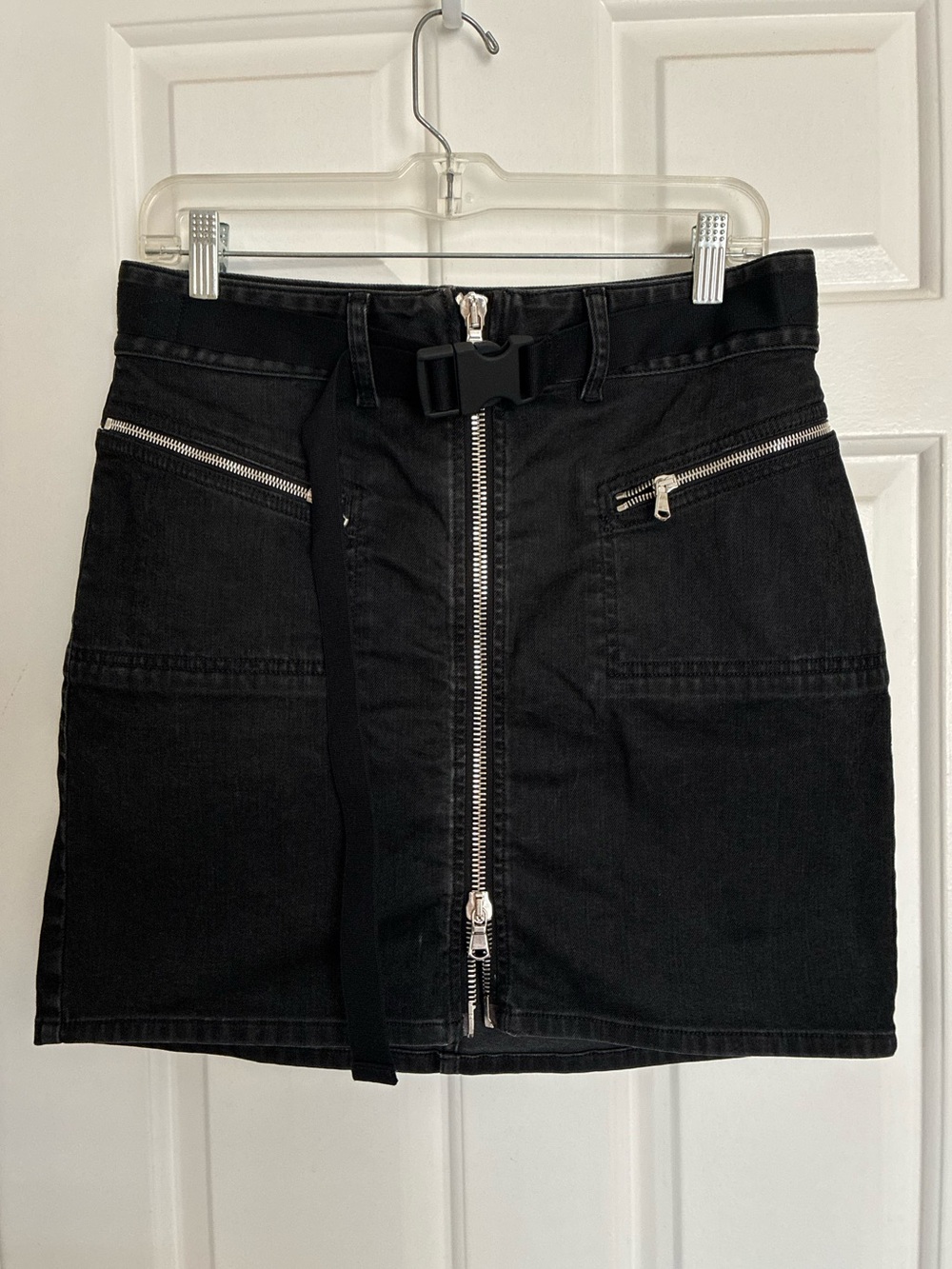 Diesel Black Gold Osilka Utility Denim Zip Mini Skirt - Black EU44